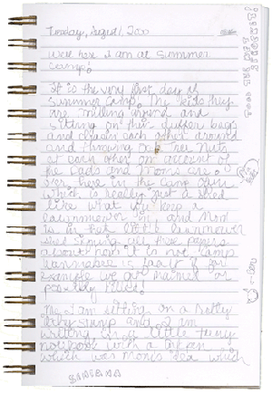 gracie's summer camp notebook