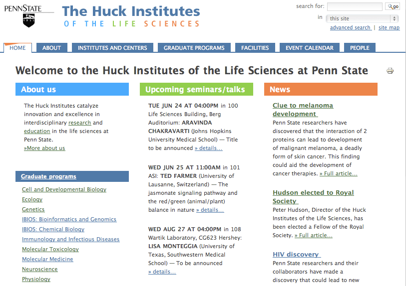 Huck Institutes Plone Site